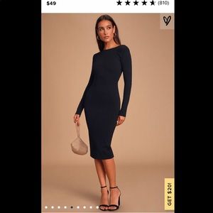 Lulus black open back midi dress NWT